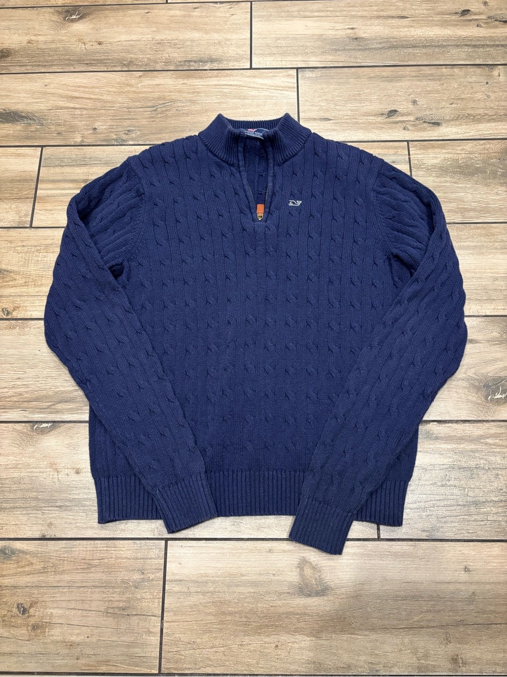 Vineyard Vines Boys XL 18 Navy Cable Knit 1/4 Zip Sweater Shep Shirt